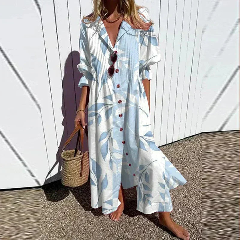Women's floral print v-neck maxi summer dress