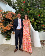 Women's floral ruffle-shoulder maxi wedding guest dress