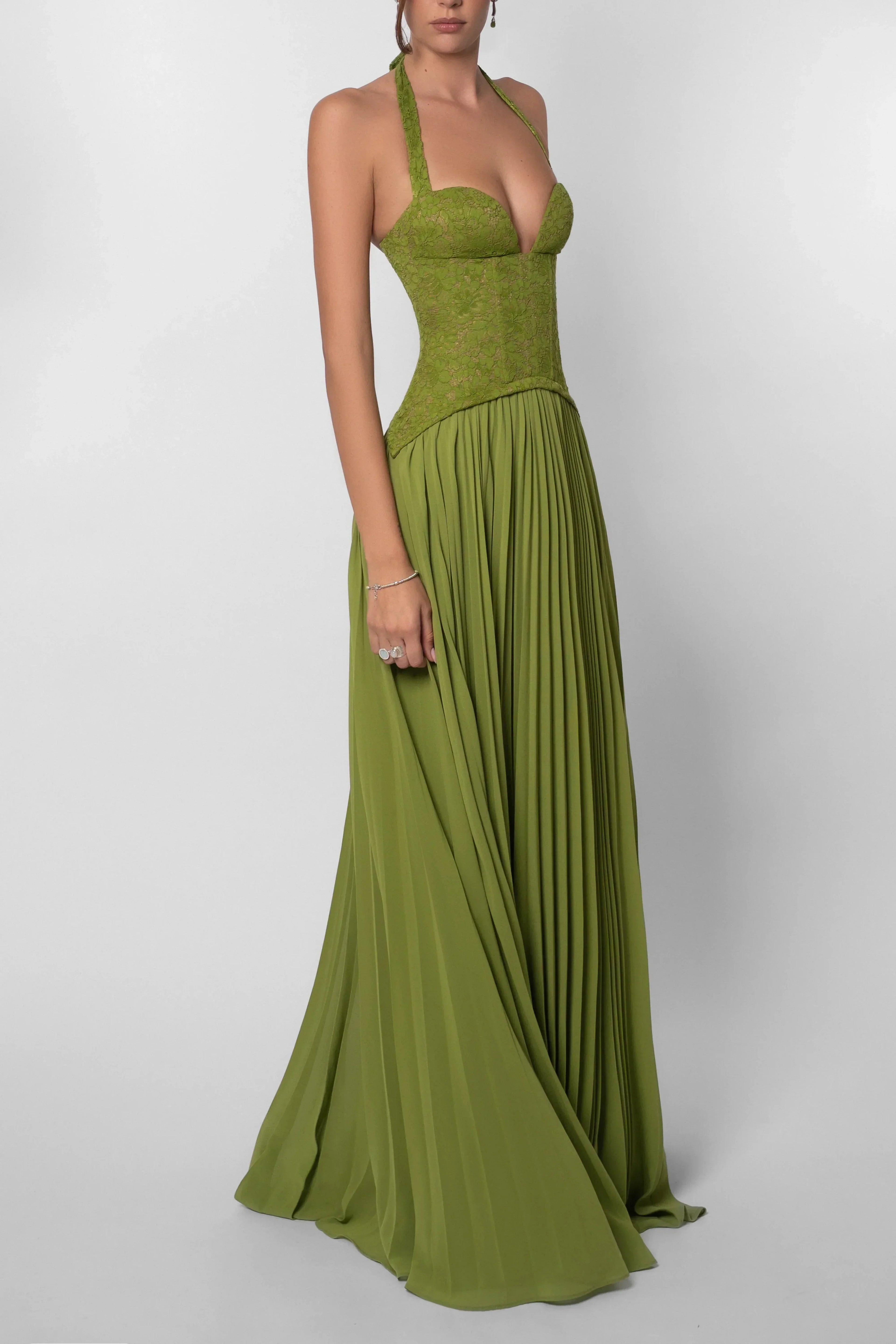 Women's corset pleated wedding guest dress