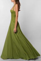 Women's corset pleated wedding guest dress