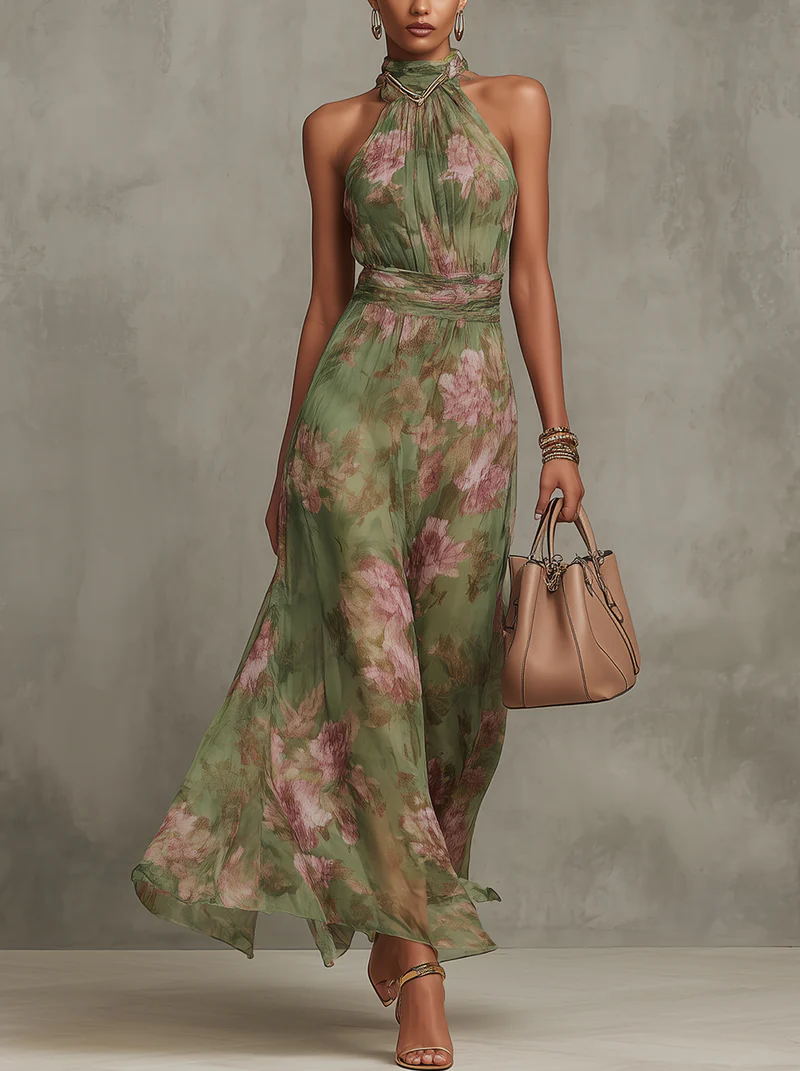 Women's halter formal maxi dress