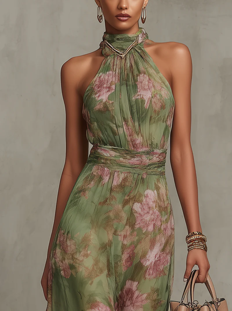 Women's halter formal maxi dress