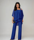 Women's layered overlay formal 2 piece set