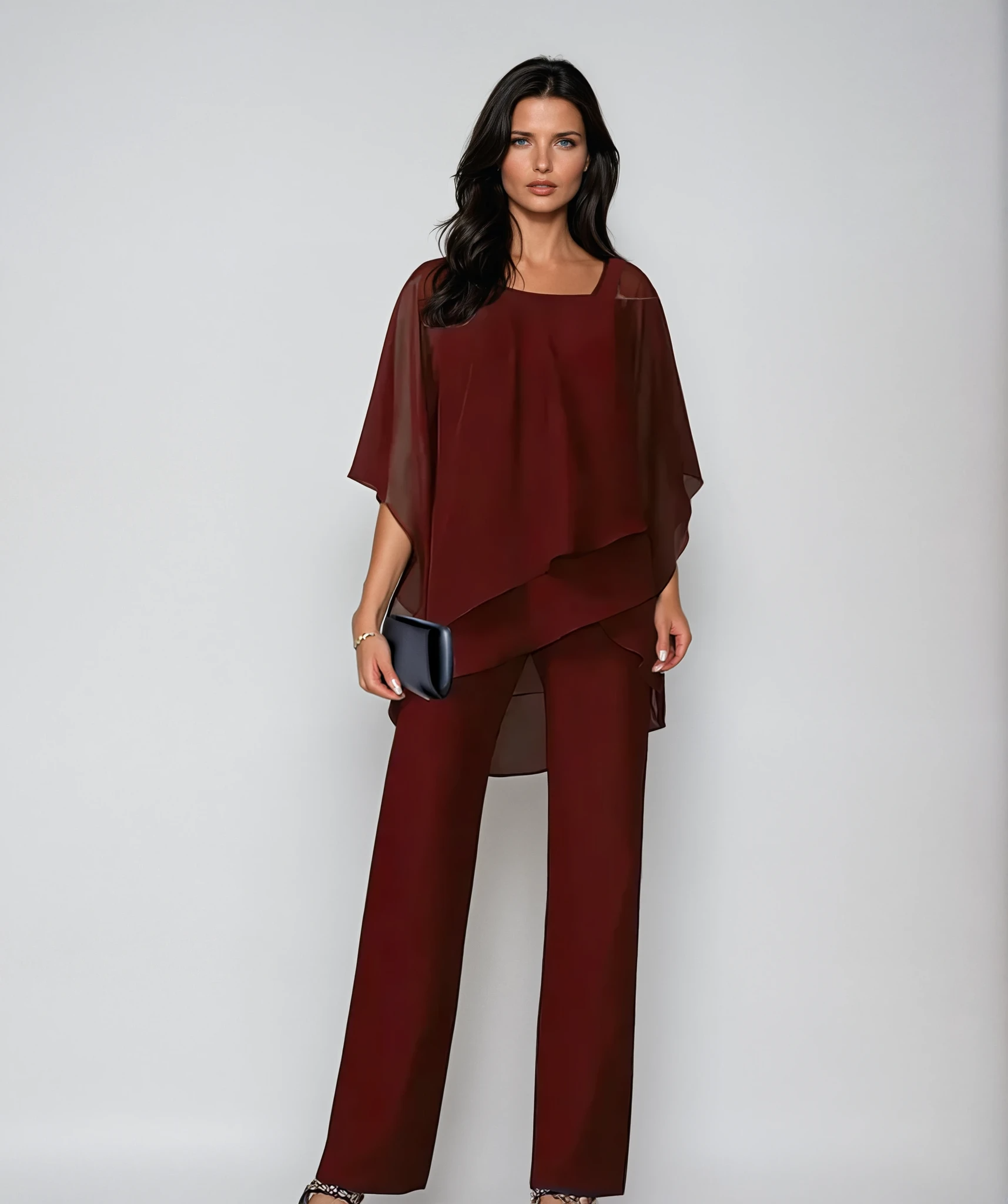Women's layered overlay formal 2 piece set