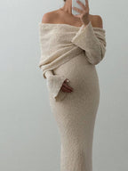 Women's off-shoulder long-sleeve maxi dress