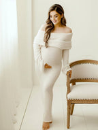 Women's off-shoulder long-sleeve maxi dress