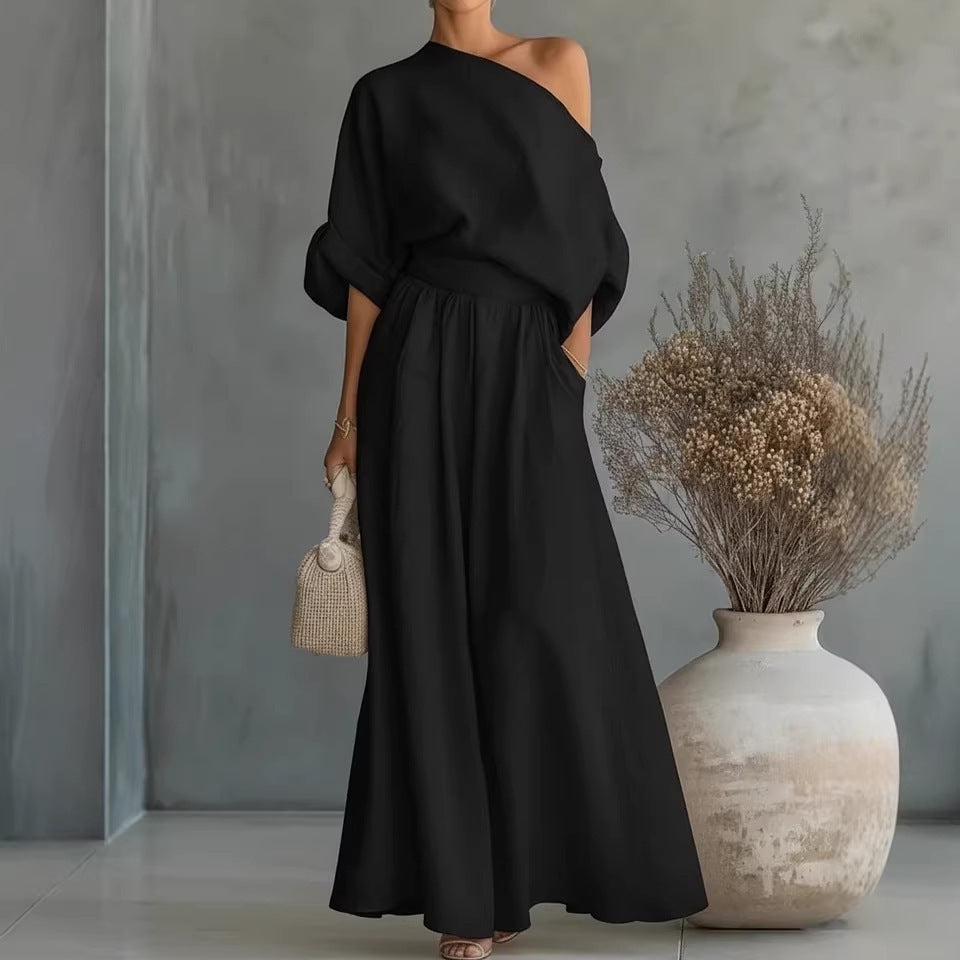 Women's off-shoulder wide-leg two piece set