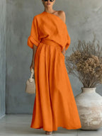 Women's off-shoulder wide-leg two piece set
