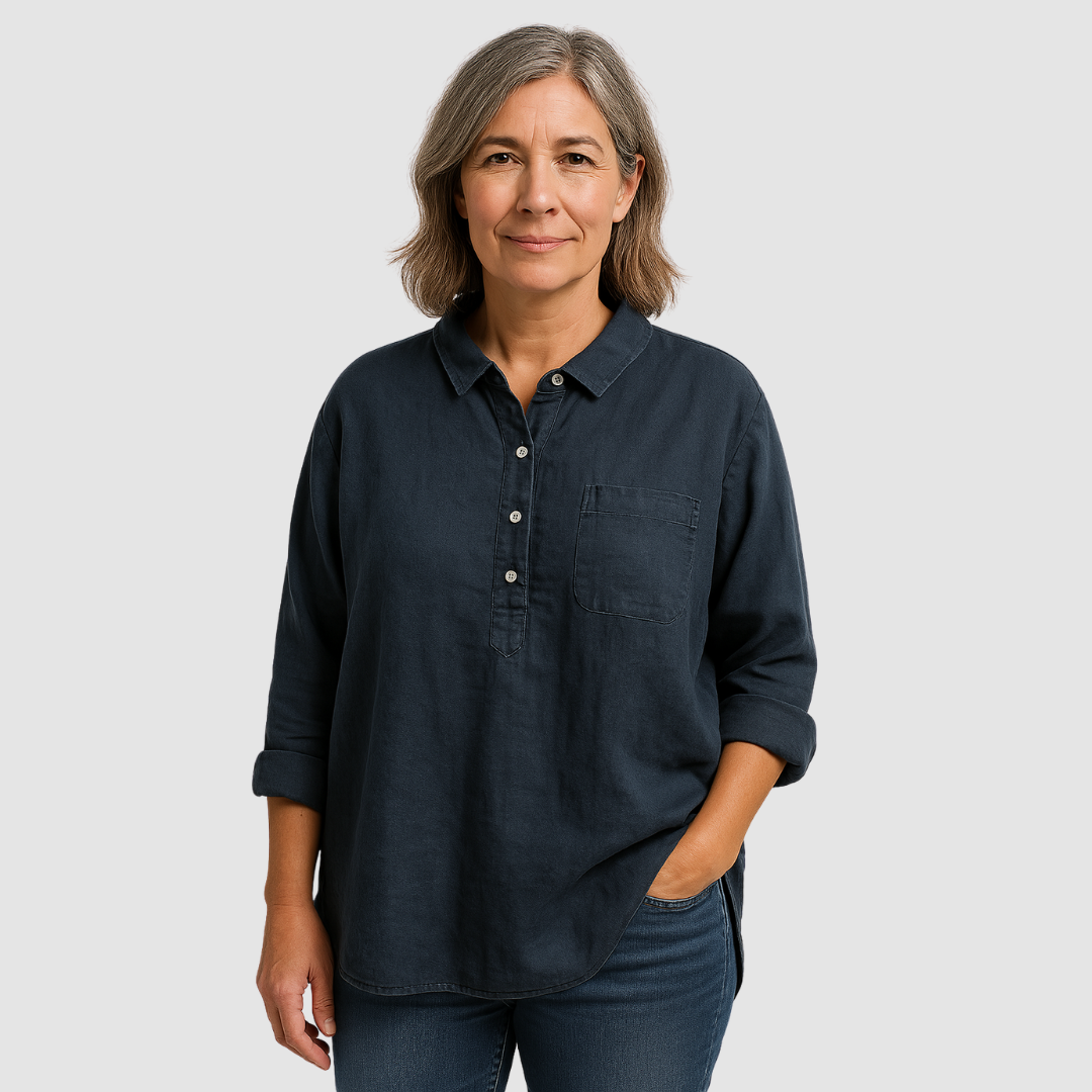 Women's oversized button-front blouse