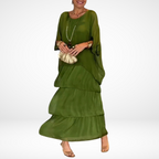 Women's layered maxi wedding guest dress