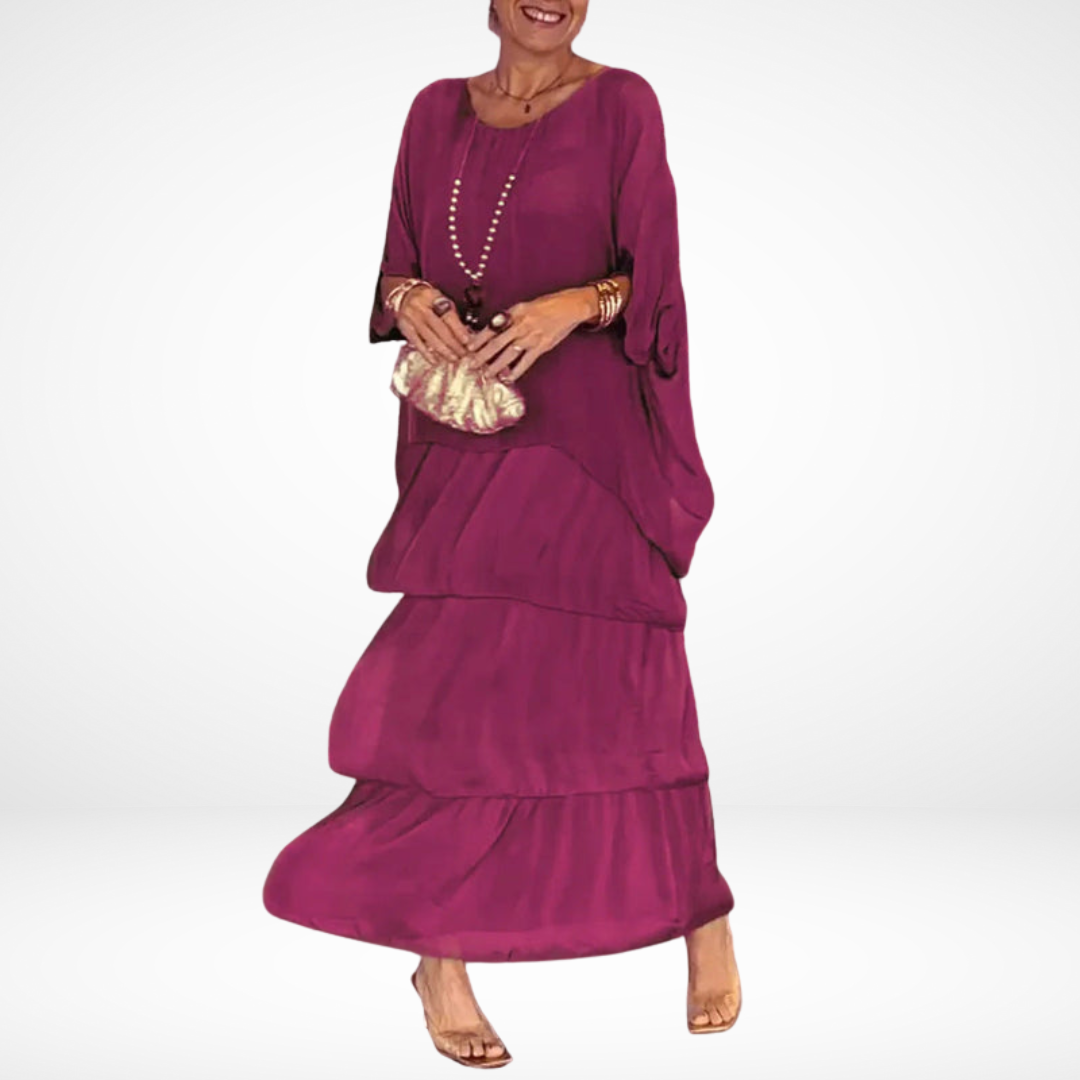 Women's layered maxi wedding guest dress