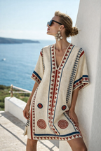 Women's oversized v-neck summer kaftan dress