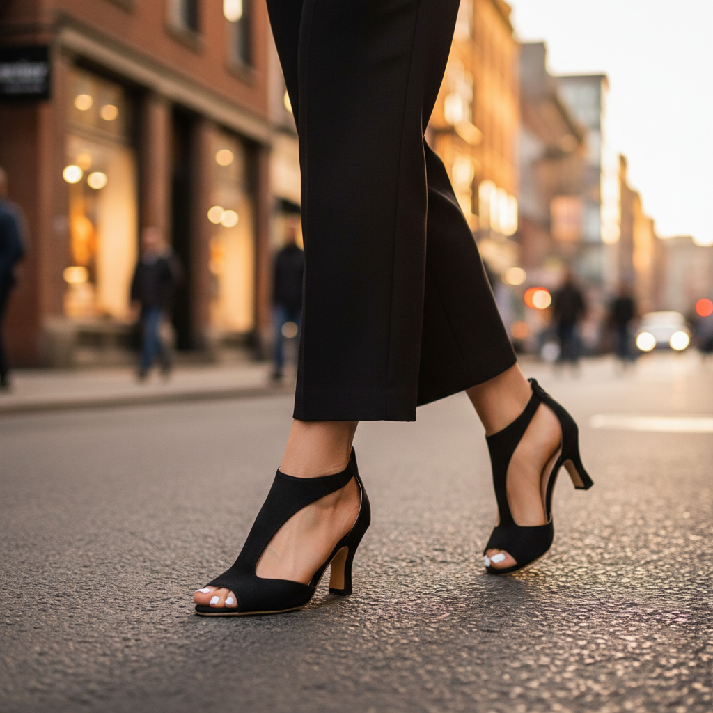 Women's peep-toe cut-out block heel sandals