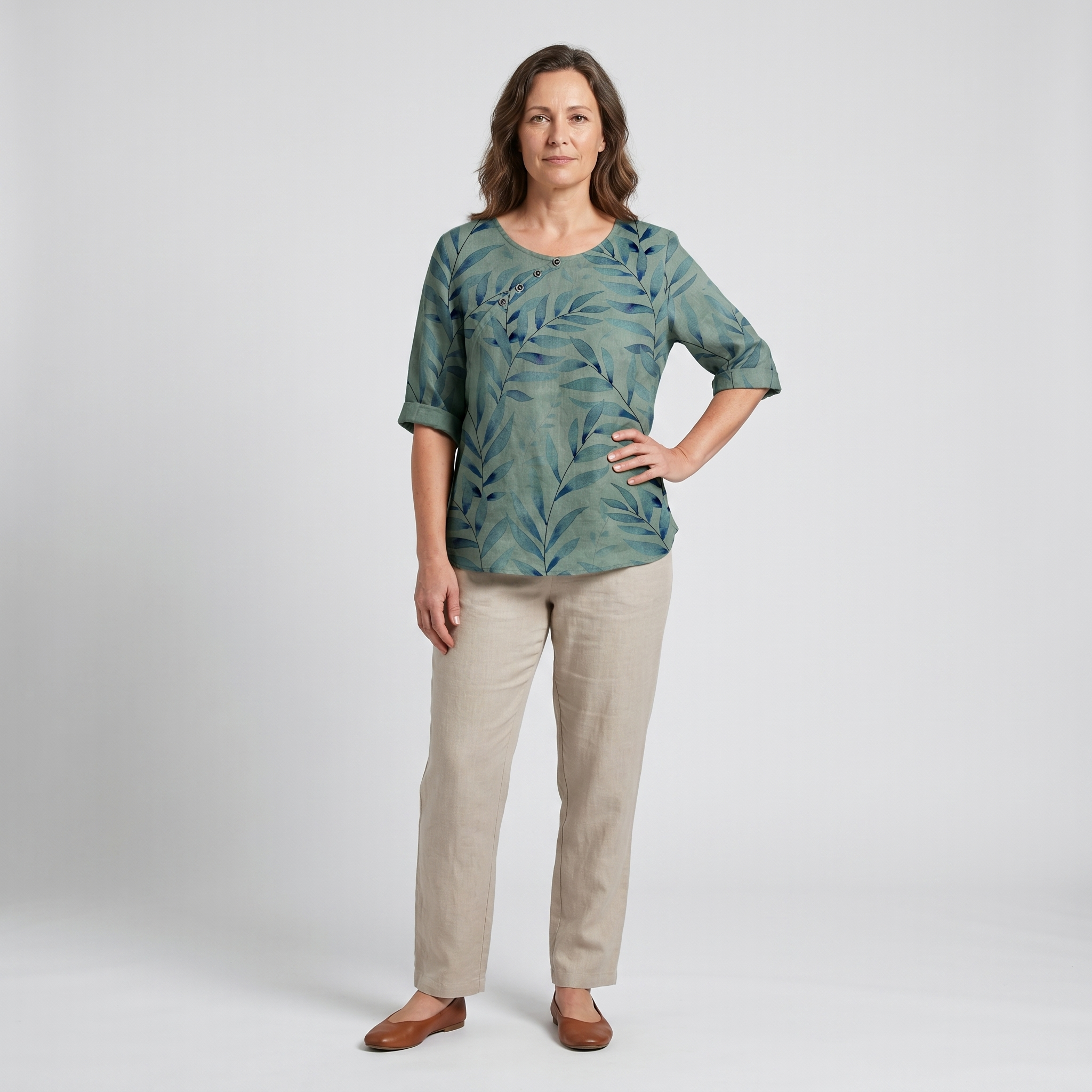 Women's printed short sleeve summer blouse