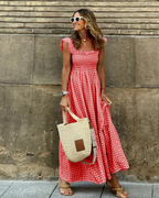 Women's ruffle sleeve summer maxi dress