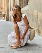 Women's ruffle sleeve summer maxi dress