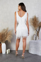 Women's sequin fringe mini cocktail dress