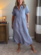 Women's short sleeve summer shirt maxi dress