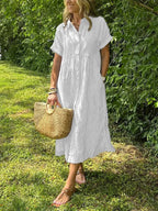 Women's short sleeve summer shirt maxi dress