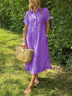 Women's short sleeve summer shirt maxi dress