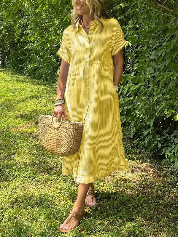 Women's short sleeve summer shirt maxi dress