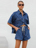 Women's short summer two-piece denim set