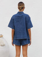 Women's short summer two-piece denim set