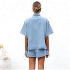 Women's short summer two-piece denim set