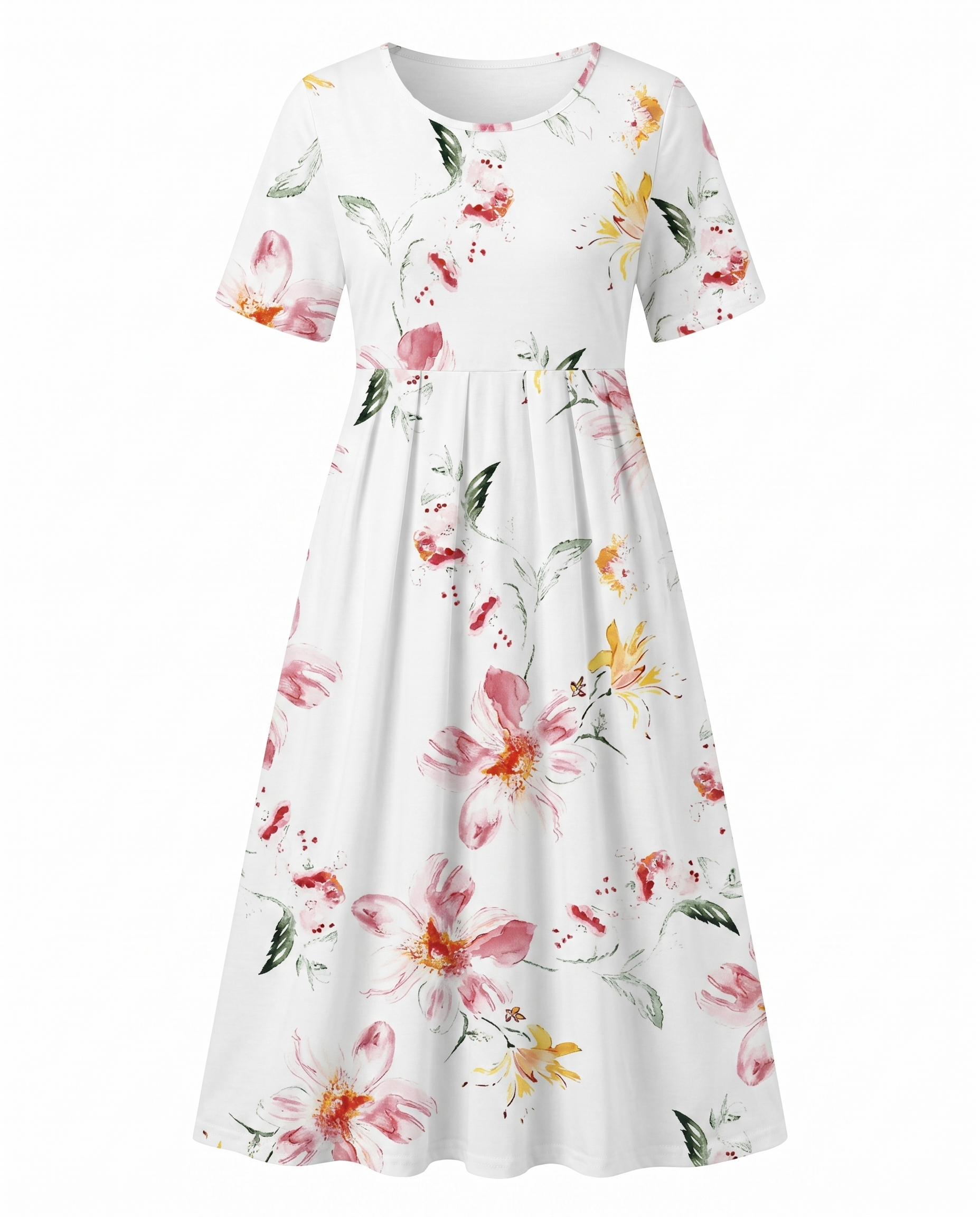 Women's short sleeve floral print midi dress