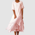 Women's short sleeve layered midi summer dress