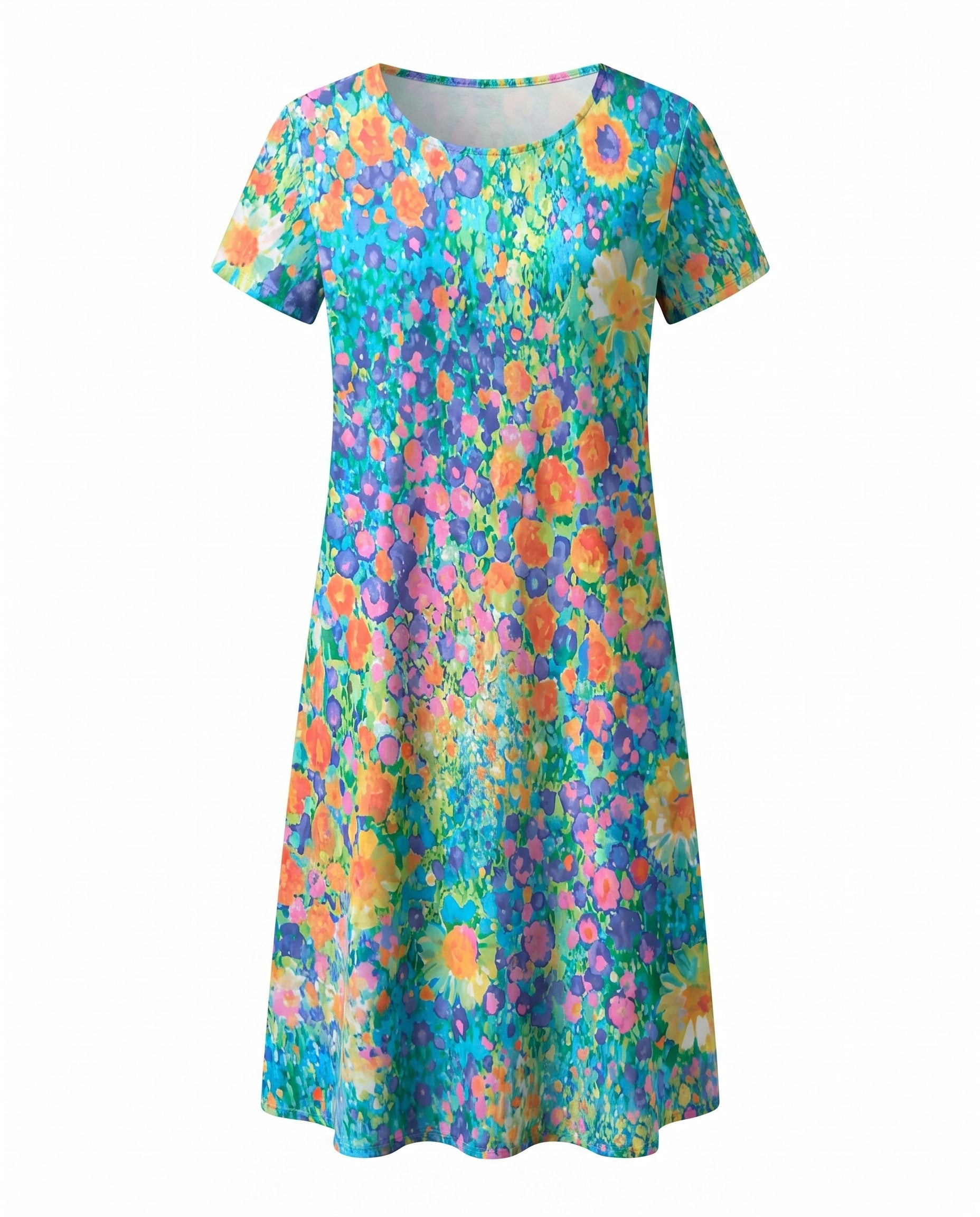 Women's short sleeve v-neck midi summer dress