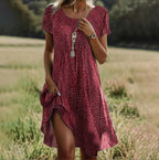 Women's short sleeve v-neck midi summer dress