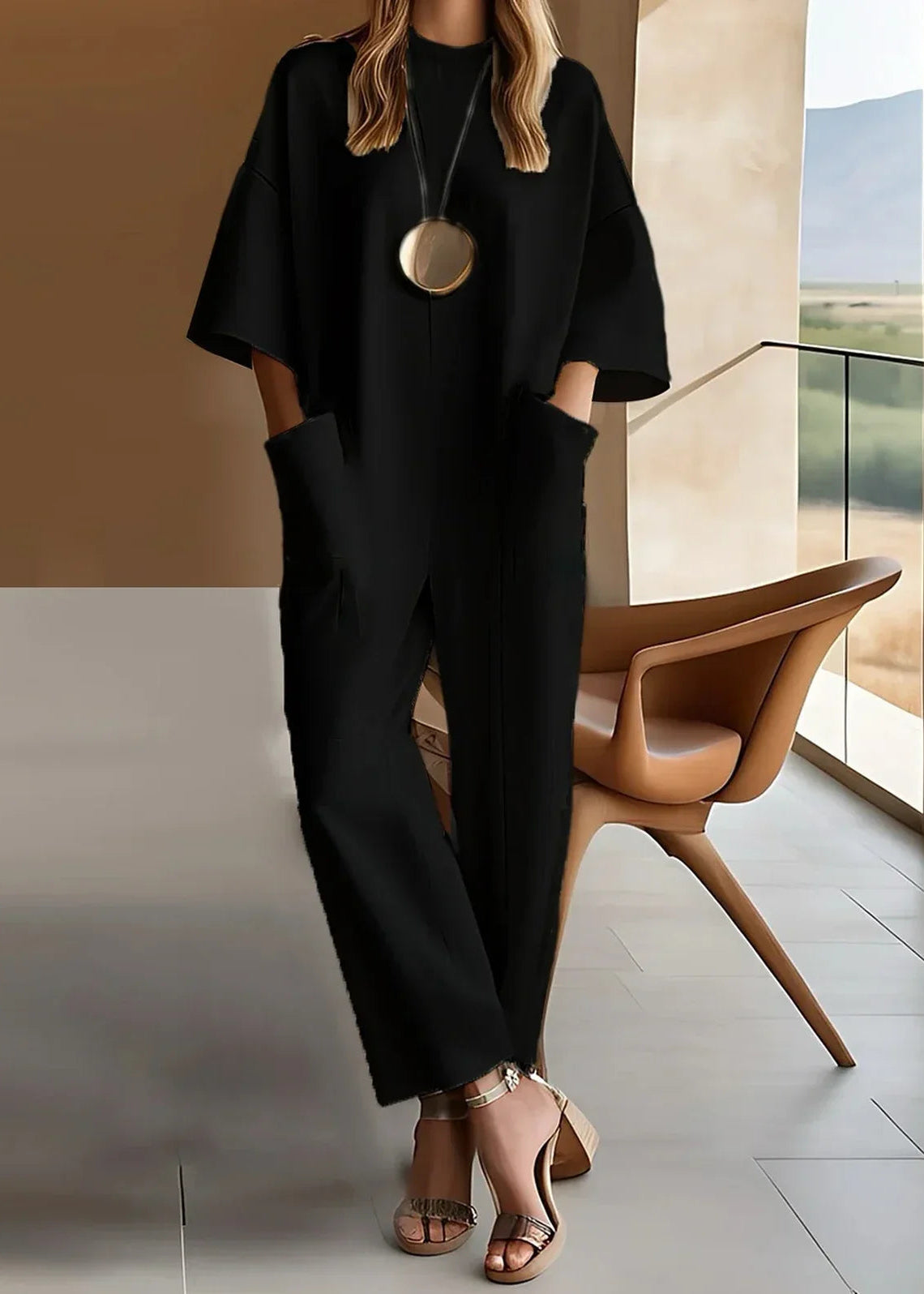 Women's short sleeve formal jumpsuit