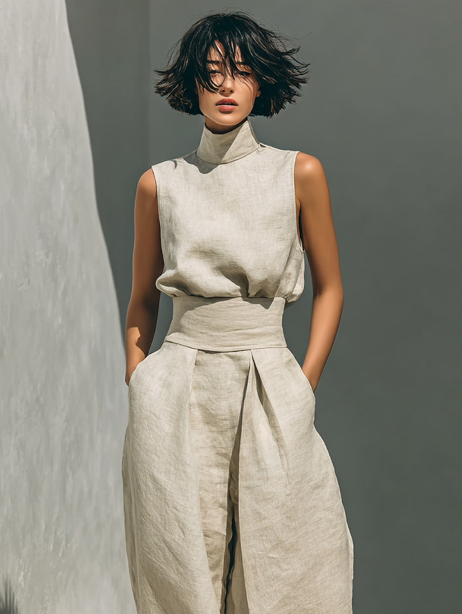 Women's sleeveless wide-leg trousers jumpsuit