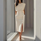 Women's sleeveless midi formal dress