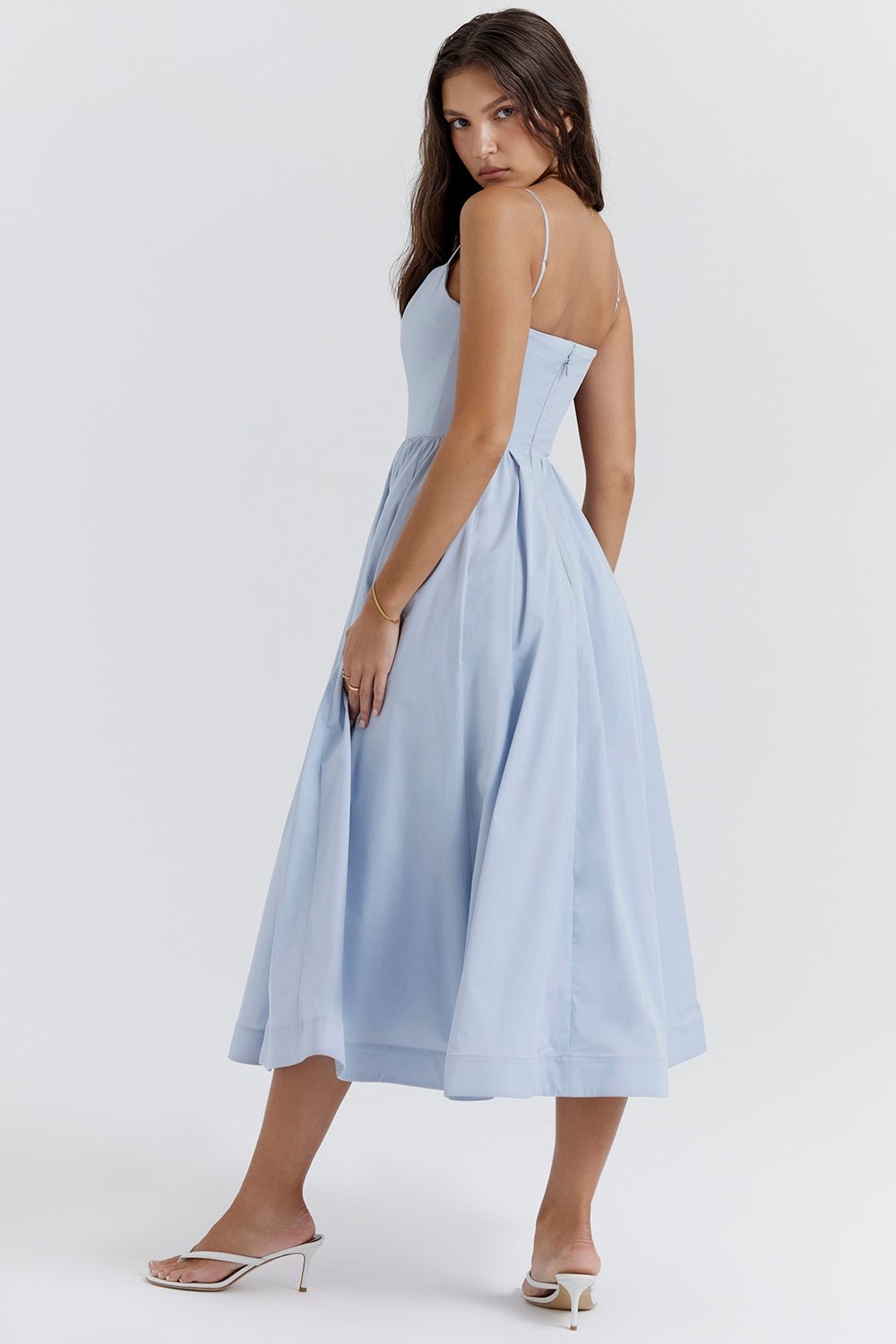 Women's sleeveless square-neck midi prom dress