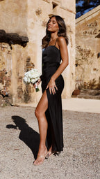 Women's square-neck maxi wedding guest dress