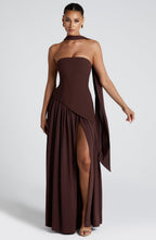 Women's strapless wedding guest maxi dress