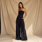Women's strapless wide-leg evening jumpsuit
