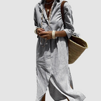 Women's summer striped midi shirt dress