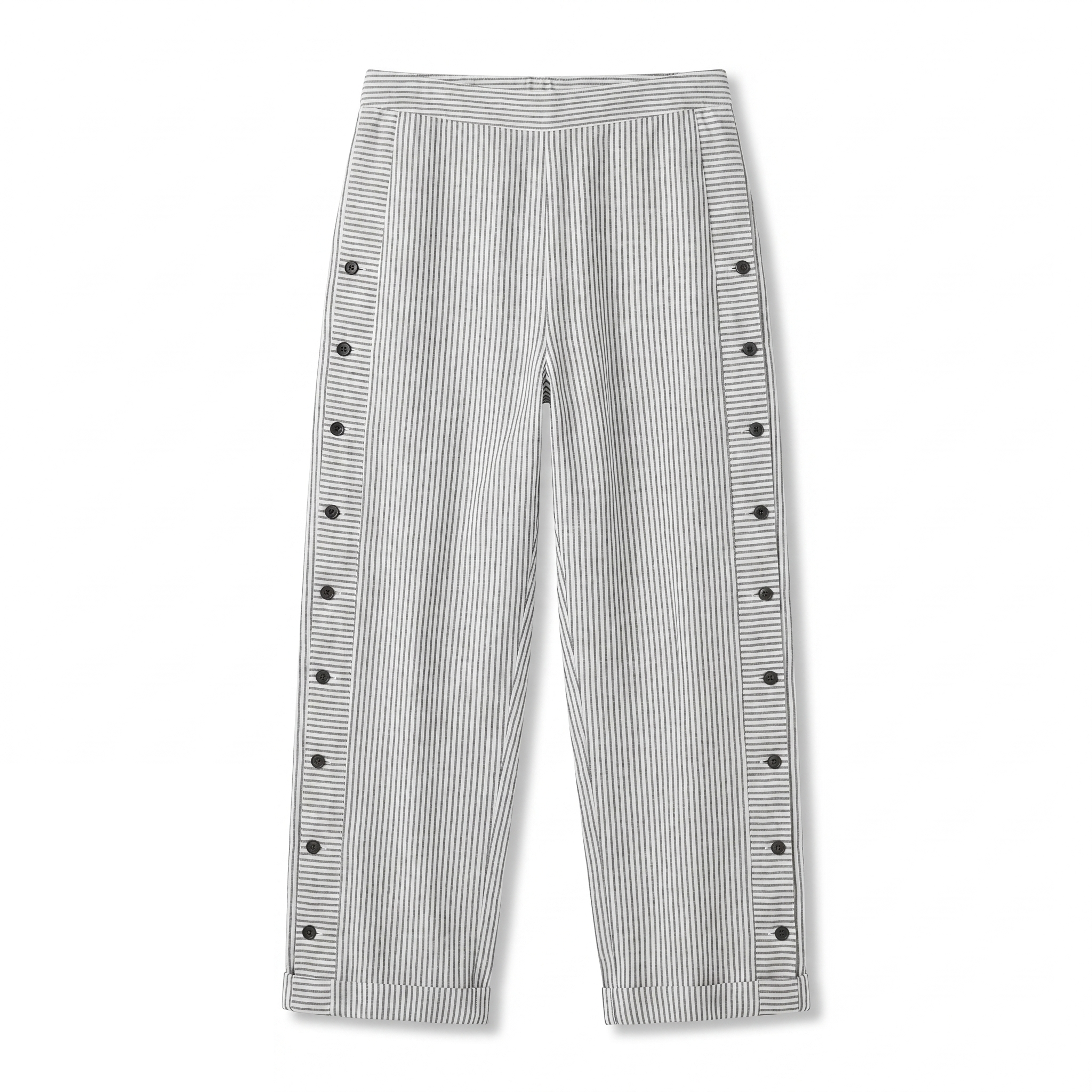 Women's striped button-panel cropped trousers