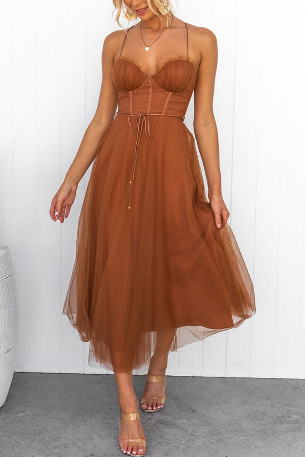 Women's sweetheart corset midi wedding guest dress