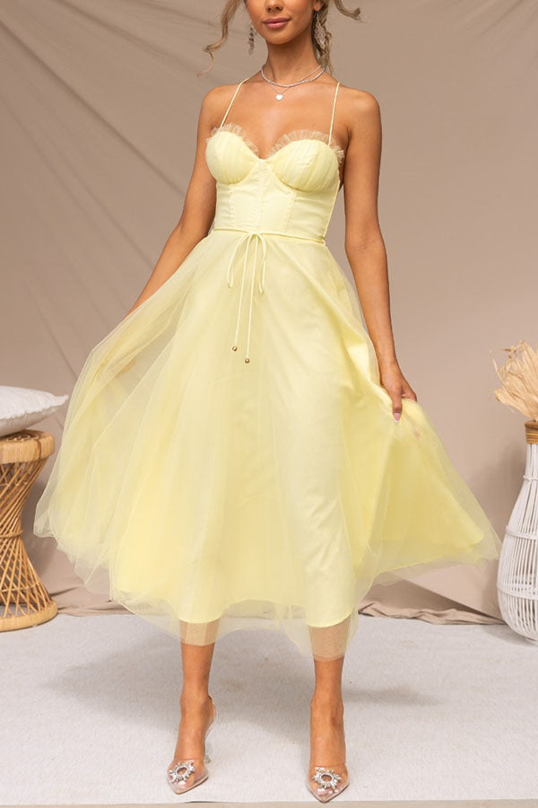 Women's sweetheart corset midi wedding guest dress