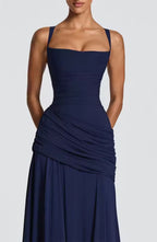 Women's asymmetric wedding guest maxi dress