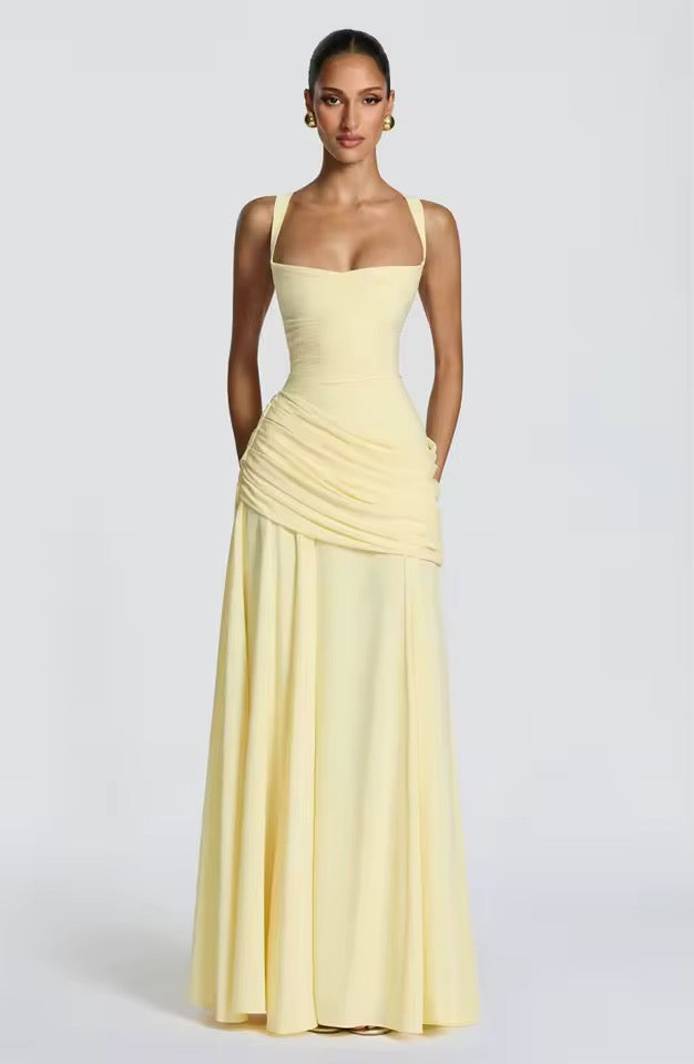 Women's asymmetric wedding guest maxi dress