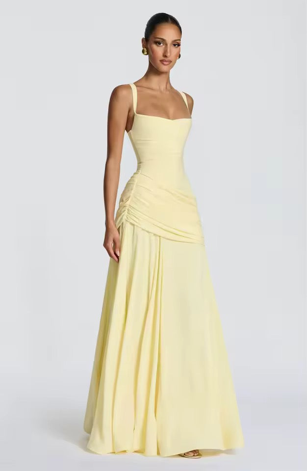 Women's asymmetric wedding guest maxi dress