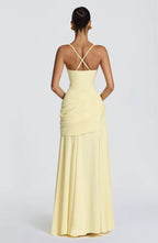 Women's asymmetric wedding guest maxi dress