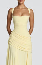 Women's asymmetric wedding guest maxi dress