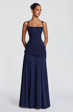 Women's asymmetric wedding guest maxi dress