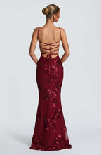 Women's sweetheart-neck floral wedding guest dress